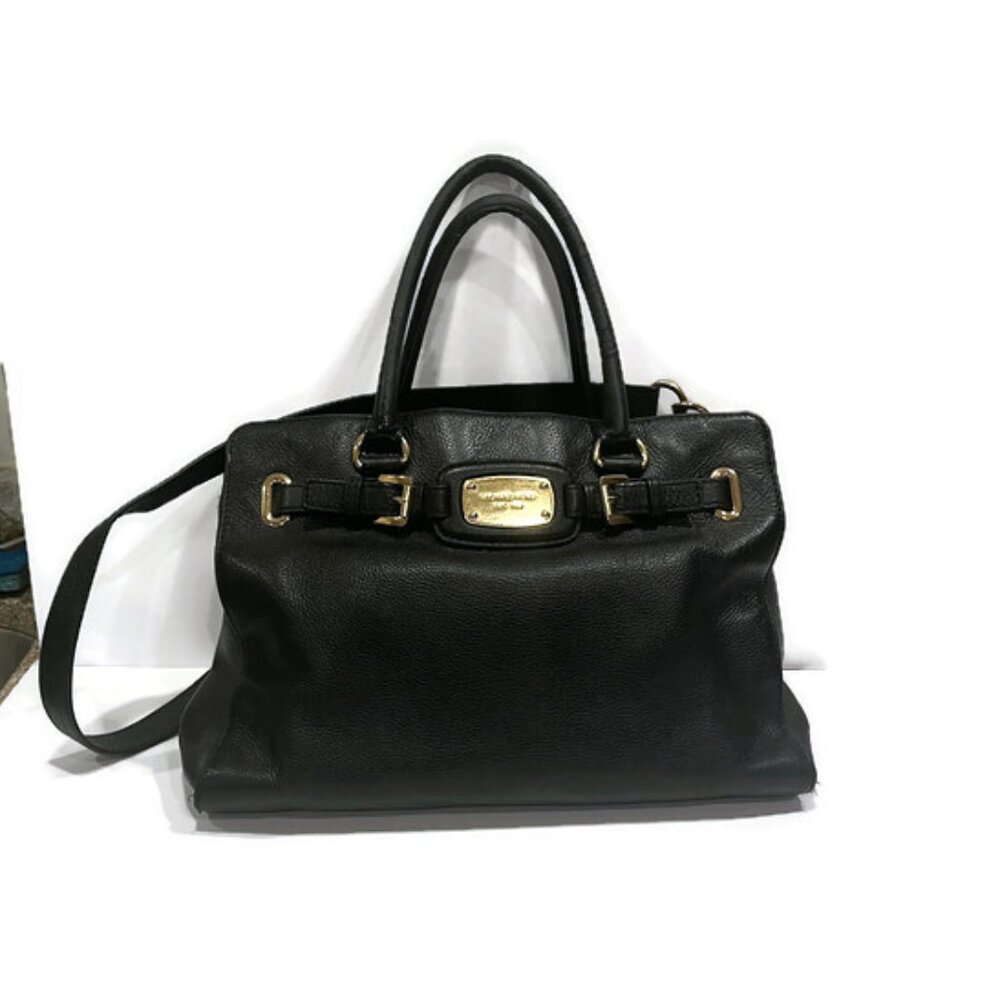 Michael Kors Bag Purse Handbag Black Leather East West Hamilton XL Tote Shoulder - Picture 2 of 12